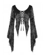 Dark in Love Black and Gray Gothic Decadent Shredded Lace Up Cardigan for Women