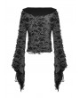 Dark in Love Black and Gray Gothic Decadent Shredded Lace Up Cardigan for Women