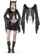 Dark in Love Black and Gray Gothic Decadent Shredded Lace Up Cardigan for Women