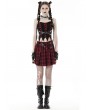 Dark in Love Red and Black Plaid Punk Gothic Grunge Pleated Mini Skirt