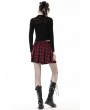 Dark in Love Red and Black Plaid Punk Gothic Grunge Pleated Mini Skirt