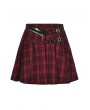 Dark in Love Red and Black Plaid Punk Gothic Grunge Pleated Mini Skirt