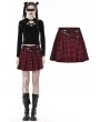 Dark in Love Red and Black Plaid Punk Gothic Grunge Pleated Mini Skirt