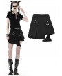 Dark in Love Black Gothic Punk Grunge Irregular Pleated Short Skirt