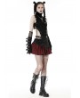 Dark in Love Black and Red Gothic Punk Plaid Cross Mini Skirt