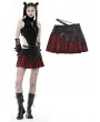 Dark in Love Black and Red Gothic Punk Plaid Cross Mini Skirt