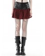 Dark in Love Red and Black Plaid Gothic Punk Grunge PU Leather Mini Skirt