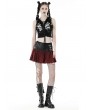 Dark in Love Red and Black Plaid Gothic Punk Grunge PU Leather Mini Skirt