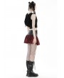 Dark in Love Red and Black Plaid Gothic Punk Grunge PU Leather Mini Skirt