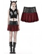 Dark in Love Red and Black Plaid Gothic Punk Grunge PU Leather Mini Skirt