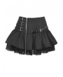 Dark in Love Black Gothic Punk Asymmetrical Zipper Mini Skirt