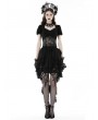 Dark in Love Black Gothic Frilly Lace Swallow Tail Skirt