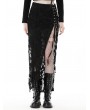 Dark in Love Black Gothic Punk Sexy High Slit Long Shredded Skirt