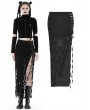 Dark in Love Black Gothic Punk Sexy High Slit Long Shredded Skirt