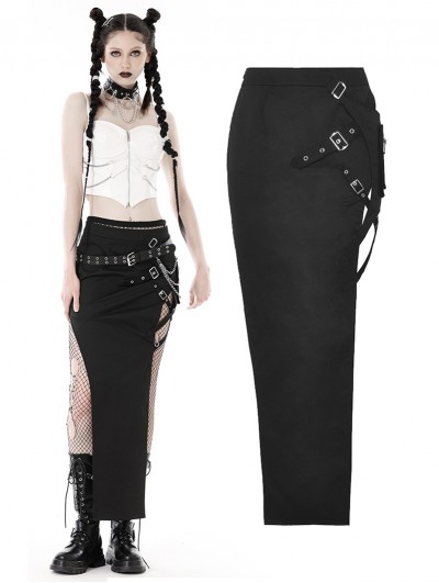 Dark in Love Black Sexy Gothic Punk Rock Tight Long Skirt