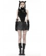 Dark in Love Black Gothic Punk PU Asymmetrical Pleated Mini Skirt