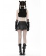 Dark in Love Black Gothic Punk PU Asymmetrical Pleated Mini Skirt