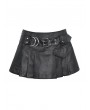 Dark in Love Black Gothic Punk PU Asymmetrical Pleated Mini Skirt