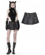 Dark in Love Black Gothic Punk PU Asymmetrical Pleated Mini Skirt