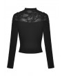 Dark in Love Black Gothic Punk Cut Out Ripped Long Sleeve T-Shirt for Women