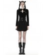 Dark in Love Black Gothic Punk Cutout Chain Cross Short T-Shirt for Women