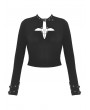 Dark in Love Black Gothic Punk Cutout Chain Cross Short T-Shirt for Women