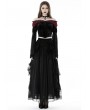Dark in Love Black and Red Vintage Gothic Lace Off-the-Shoulder Velvet Short Top for Women