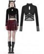 Dark in Love Black Gothic Grunge Mesh See-Through Long Sleeve Short T-Shirt  for Women