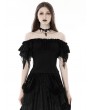 Dark in Love Black Gothic Lady Off-the-Shoulder Ruffle Sleeves Top for Women