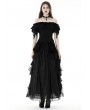 Dark in Love Black Gothic Lady Off-the-Shoulder Ruffle Sleeves Top for Women