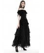 Dark in Love Black Gothic Lady Off-the-Shoulder Ruffle Sleeves Top for Women