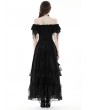 Dark in Love Black Gothic Lady Off-the-Shoulder Ruffle Sleeves Top for Women