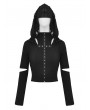 Dark in Love Black Gothic Punk Metal Eyelet Cross Hooded T-Shirt for Women