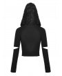 Dark in Love Black Gothic Punk Metal Eyelet Cross Hooded T-Shirt for Women