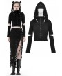 Dark in Love Black Gothic Punk Metal Eyelet Cross Hooded T-Shirt for Women