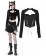 Dark in Love Black Gothic Punk Sexy Long Sleeve Short T-Shirt for Women