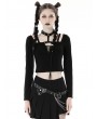 Dark in Love Black Gothic Punk Metal Eyelet Long Sleeve Short T-Shirt for Women