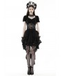 Dark in Love Black Gothic Elegant Sexy See-Through Lace Short Sleeve Top for Women
