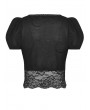 Dark in Love Black Gothic Elegant Sexy See-Through Lace Short Sleeve Top for Women