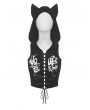 Dark in Love Black Gothic Punk Printed Cat Ear Hooded Short Top for Women