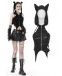 Dark in Love Black Gothic Punk Hole Cat Ear Hooded Crop Top for Women