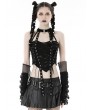 Dark in Love Black Gothic Punk Hole Halter Strappy Crop Top for Women