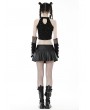 Dark in Love Black Gothic Punk Hole Halter Strappy Crop Top for Women