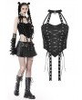 Dark in Love Black Gothic Punk Hole Halter Strappy Crop Top for Women