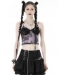 Dark in Love Violet and Black Dye Sexy Gothic Lace Chest Crop Top for Women