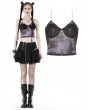 Dark in Love Violet and Black Dye Sexy Gothic Lace Chest Crop Top for Women