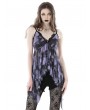 Dark in Love Purple and Black Gothic Sexy Tie Dye Ruffle Top for Women