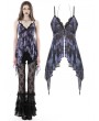 Dark in Love Purple and Black Gothic Sexy Tie Dye Ruffle Top for Women