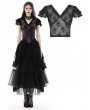 Dark in Love Black Sexy Gothic Lace V-Neck Short Top for Women
