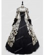 Rose Blooming Black and Gold Marie Antoinett Gothic Victorian Ball Gown Dress